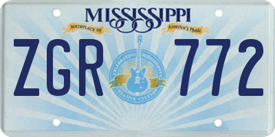 MS license plate ZGR772