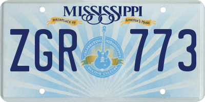 MS license plate ZGR773