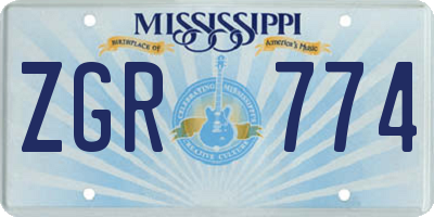 MS license plate ZGR774