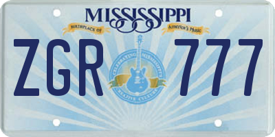 MS license plate ZGR777