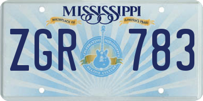 MS license plate ZGR783