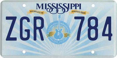 MS license plate ZGR784