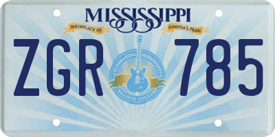 MS license plate ZGR785