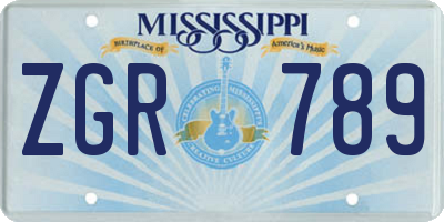 MS license plate ZGR789