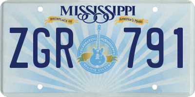 MS license plate ZGR791