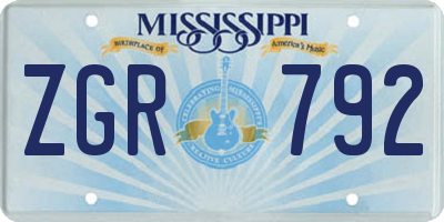 MS license plate ZGR792