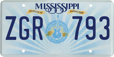 MS license plate ZGR793