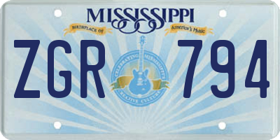 MS license plate ZGR794
