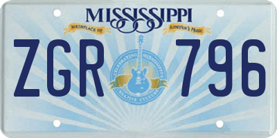 MS license plate ZGR796