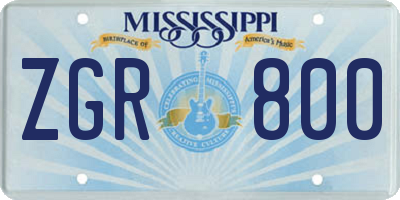 MS license plate ZGR800