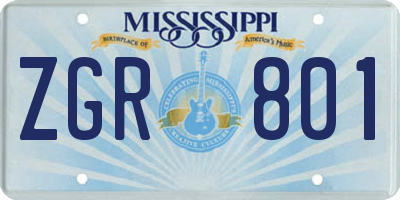MS license plate ZGR801