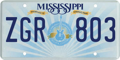MS license plate ZGR803