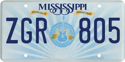 MS license plate ZGR805