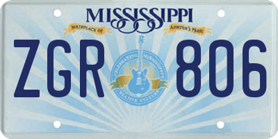 MS license plate ZGR806