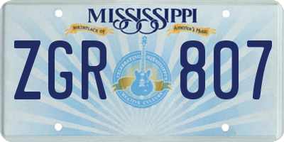 MS license plate ZGR807