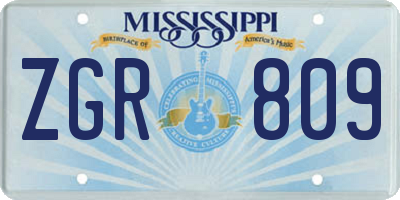 MS license plate ZGR809