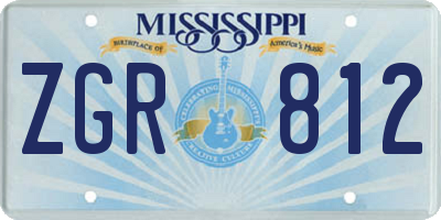 MS license plate ZGR812