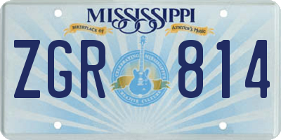 MS license plate ZGR814