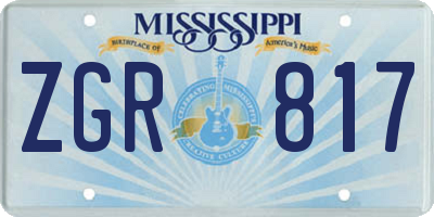 MS license plate ZGR817