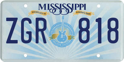MS license plate ZGR818