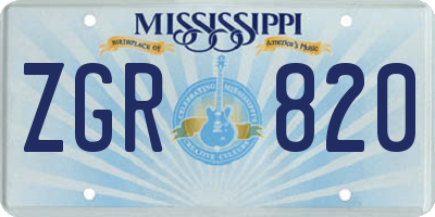 MS license plate ZGR820