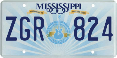 MS license plate ZGR824