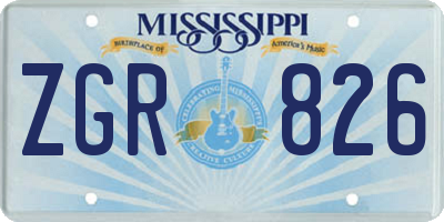MS license plate ZGR826