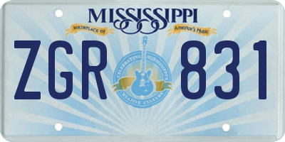MS license plate ZGR831