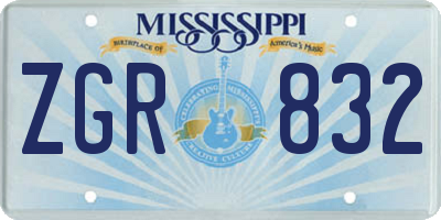 MS license plate ZGR832