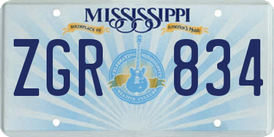 MS license plate ZGR834
