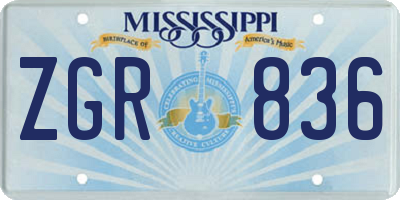 MS license plate ZGR836