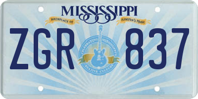 MS license plate ZGR837