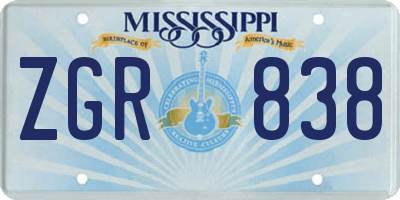 MS license plate ZGR838