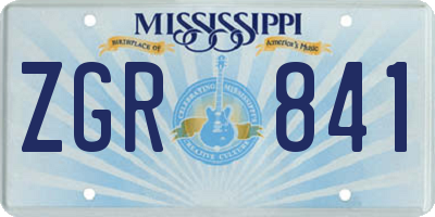 MS license plate ZGR841