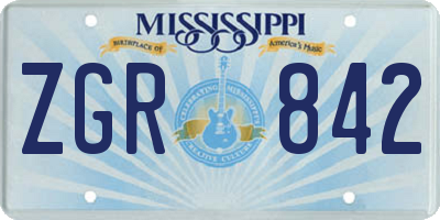 MS license plate ZGR842