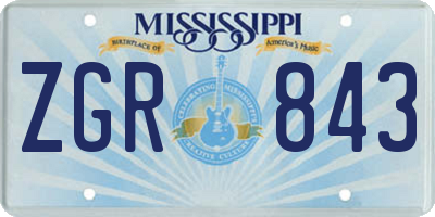 MS license plate ZGR843