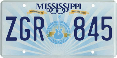 MS license plate ZGR845