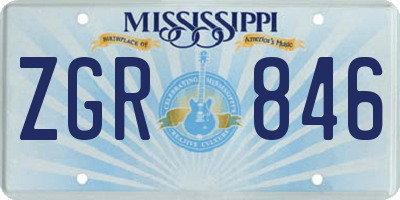 MS license plate ZGR846
