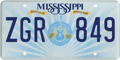 MS license plate ZGR849
