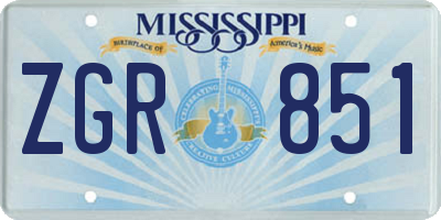 MS license plate ZGR851