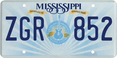 MS license plate ZGR852