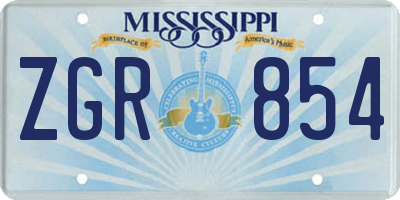 MS license plate ZGR854