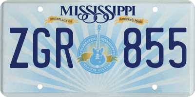 MS license plate ZGR855
