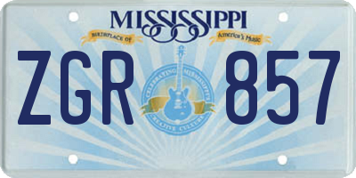 MS license plate ZGR857