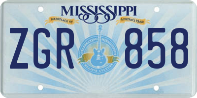 MS license plate ZGR858
