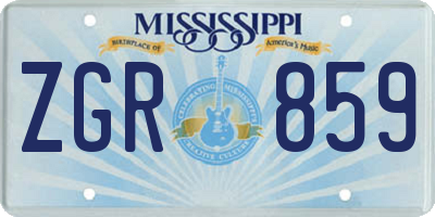 MS license plate ZGR859