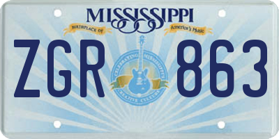 MS license plate ZGR863