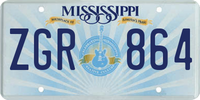 MS license plate ZGR864