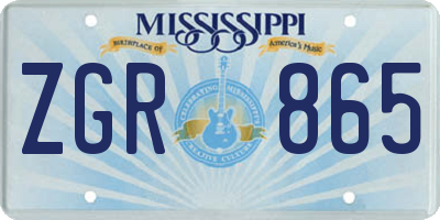 MS license plate ZGR865