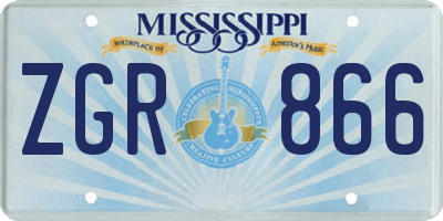 MS license plate ZGR866
